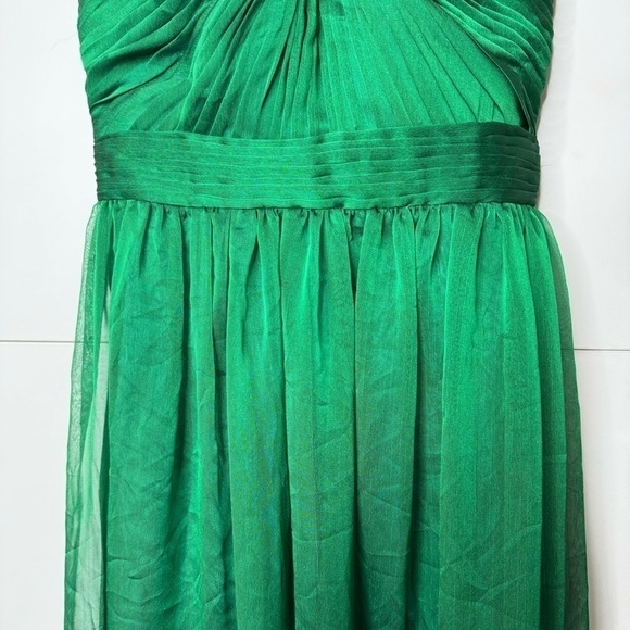 Monique Lhuillier Shirred Chiffon Gown – Green – Size 4 - Picture 4 of 7